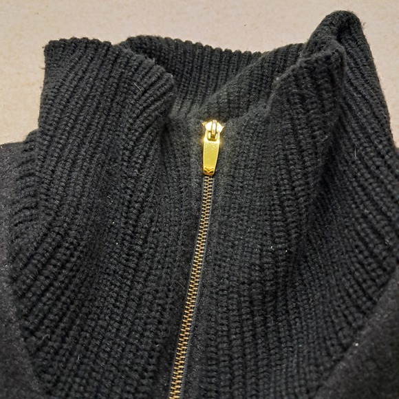 Via Spiga Coat Women's 8 Black Wool Blend Gold Hardware High Neck Classic Winter - Picture 5 of 13